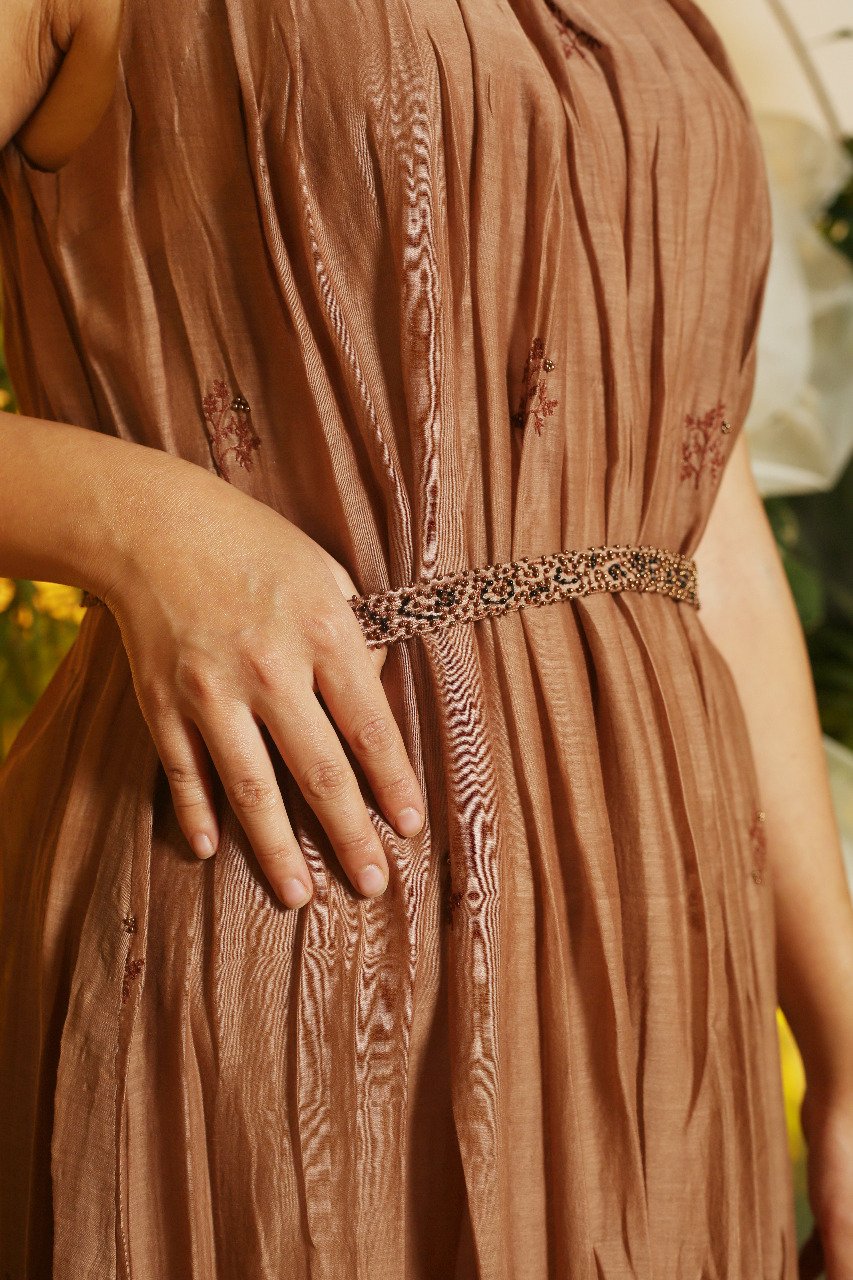 Brown Gathered Dress