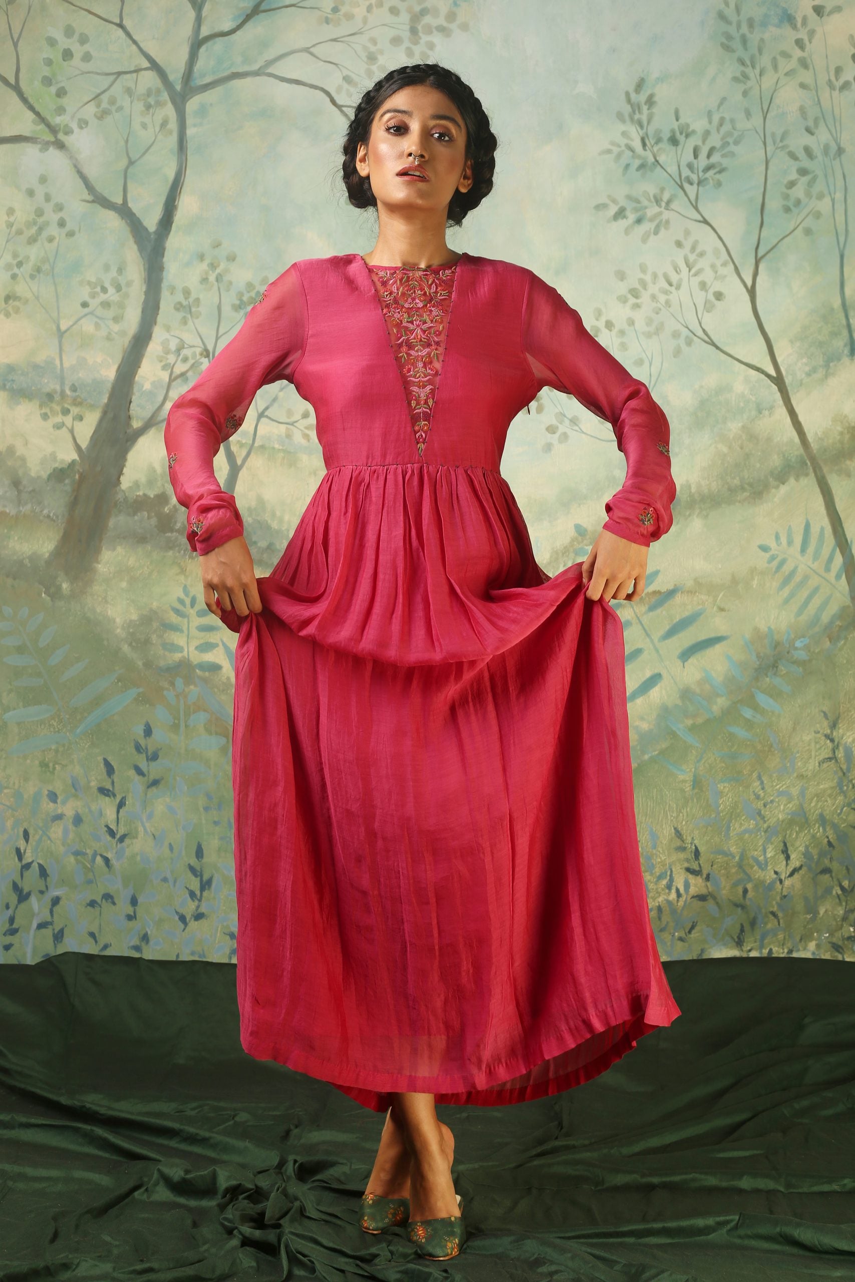 Kamal Long Chanderi Dress